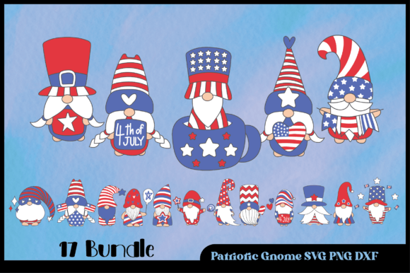 17 Bundle Gnome Patriotic Character PNG: A Versatile Resource for Creative Projects