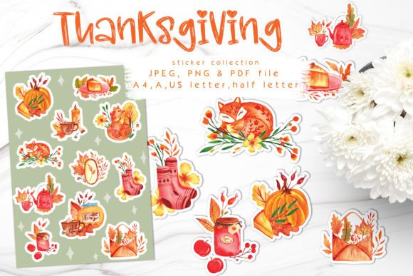 Autumn Thanksgiving Sticker Sheet: A Creative Resource for Design Enthusiasts