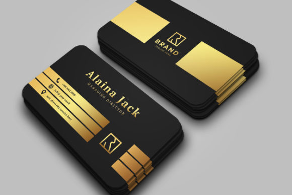 Elegant and Creative Gold Black Business Card