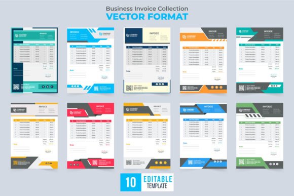 Minimal Invoice Template Bundle Vector