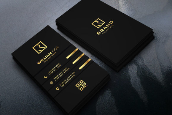Modern and Creative Vertical Gold Black Business Card Design