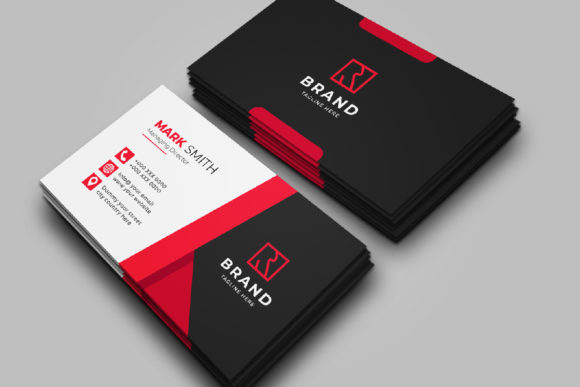 Professional Red and Black Business Card