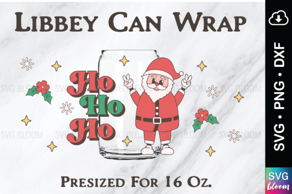 Retro Ho Ho Ho Santa Claus 16 Oz Libbey