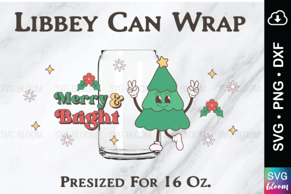 Retro Merry Bright 16 Oz Libbey Can